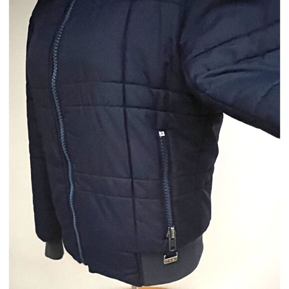 Ossi Ski Wear Mens Vintage Navy Blue Puffer Zip Up Jacket Small Medium Pockets - Picture 7 of 10